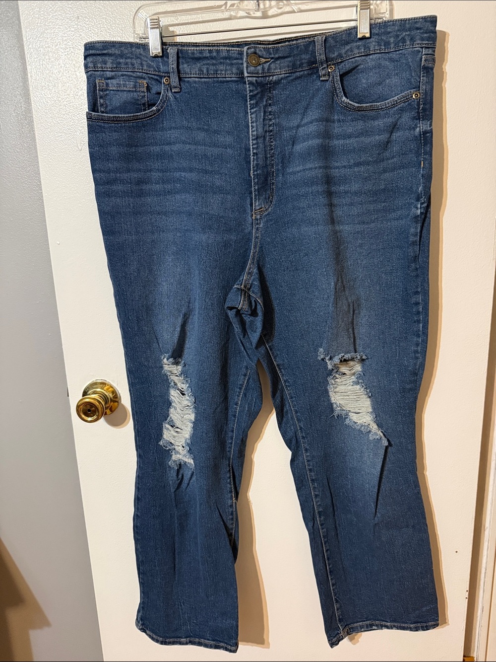 sofia by sofia vergara Dark Blue Distressed Boot Cut Jeans
